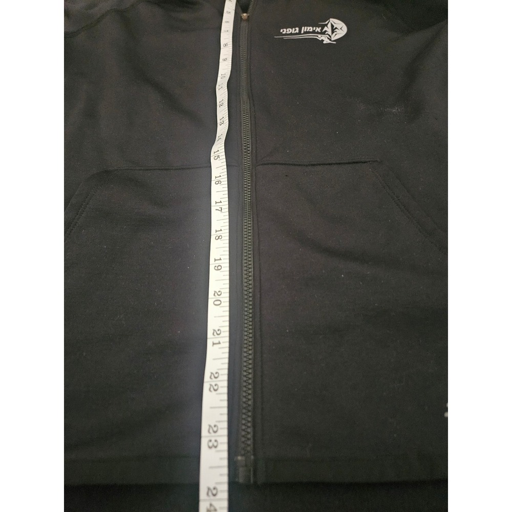 New Balance Full Zip Hoodie Womens Medium Black Excellent Hebrew Graphic Fleece - Picture 6 of 12